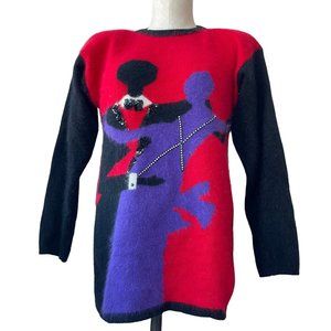 Semplice Sweater Tango Dancing Sequins Angora Lambswool wearable Art Vintage P